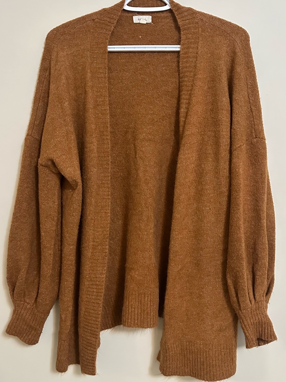 debut Open-Front Cardigan Sweater in Warm Brown